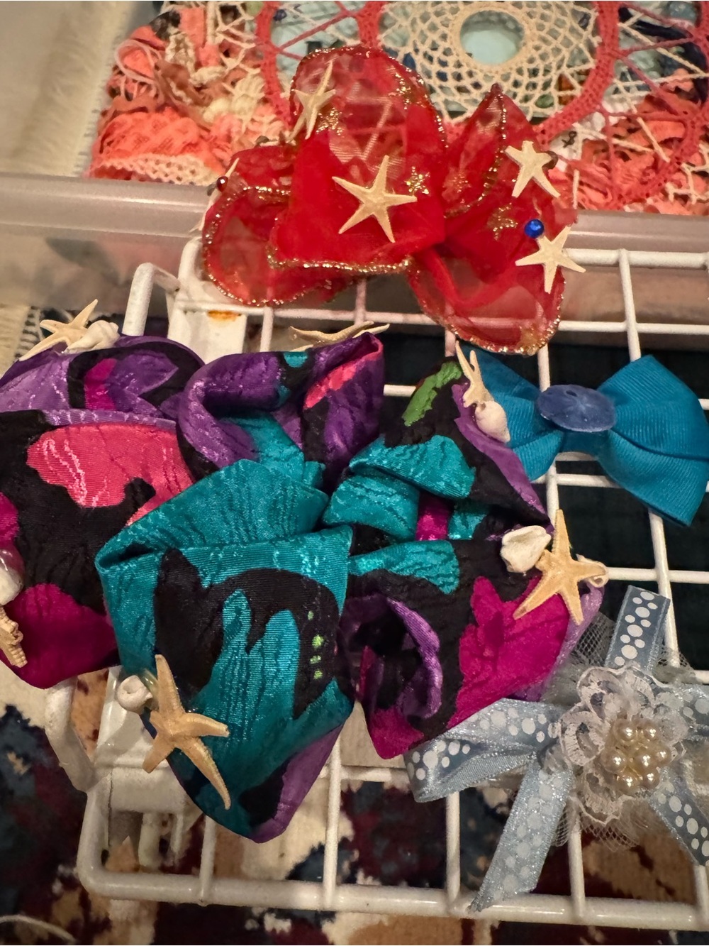 Kids Starfish Accent Hair Bows - Teal, Purple & Red 25$ bundle
